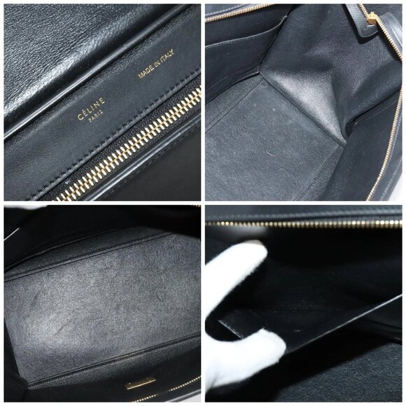 CELINE Trapeze Hand Bag Leather 2way Blue Gold Auth BA2576 - Picture 15 of 16